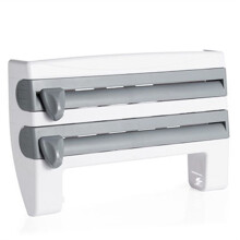 Plastic Wrap Paper Storage Rack Wall-Mounted Aluminum Foil Roll Rack Refrigerator Kitchen Punching-Free Shelf Gray