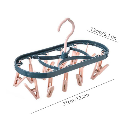 Xoxingysm Plastic Drying Rack with 12 Clips, Windproof & Multi-Functional for Dorm/Student Use – Compatible with Home Textiles 1