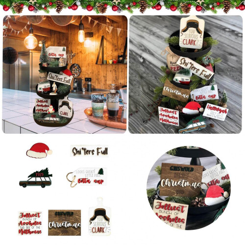 Rustic Wooden Christmas Signs Set – 7Pieces 1