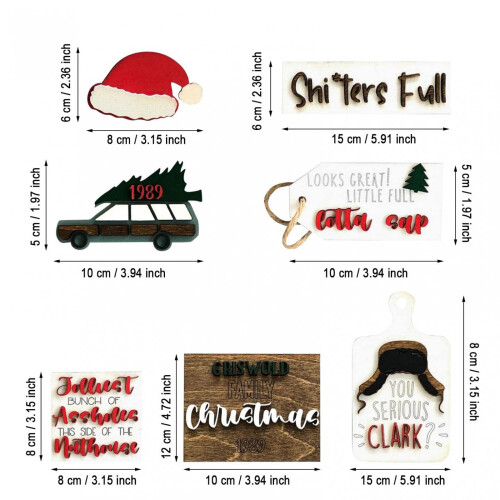 Rustic Wooden Christmas Signs Set – 7Pieces 2