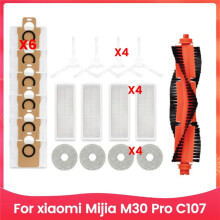 19PCS Compatible with  Mijia M30 Pro C107 Robot Vacuum Accessories Main Side Brush Mop Cloth Hepa Filter Dust Bag Parts Kit