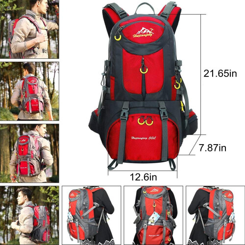 50L Hiking Backpack, 45+5L Lightweight Camping Backpack with Multiple Compartments 2