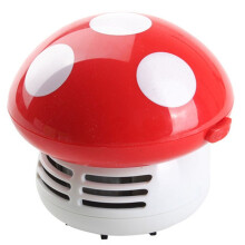 Aspirateur de Bureau à Main en Forme de Champignon, Nettoyeur de Bureau, Effaceur de Poussière, Papier, Balayeuse à Poussière, Rouge