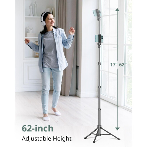Treppiede per telefono e bastone per selfie, supporto treppiede estensibile per cellulare con telecomando wireless e supporto per telefono, 1