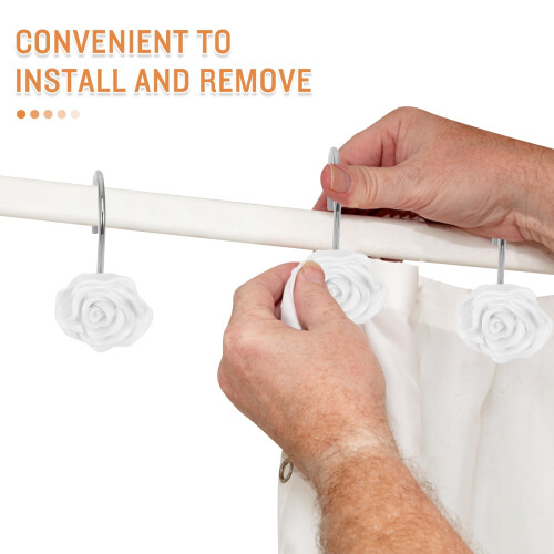 12 Pcs Shower Curtain Hook Decorative Hooks up Household Pattern White Resin 1