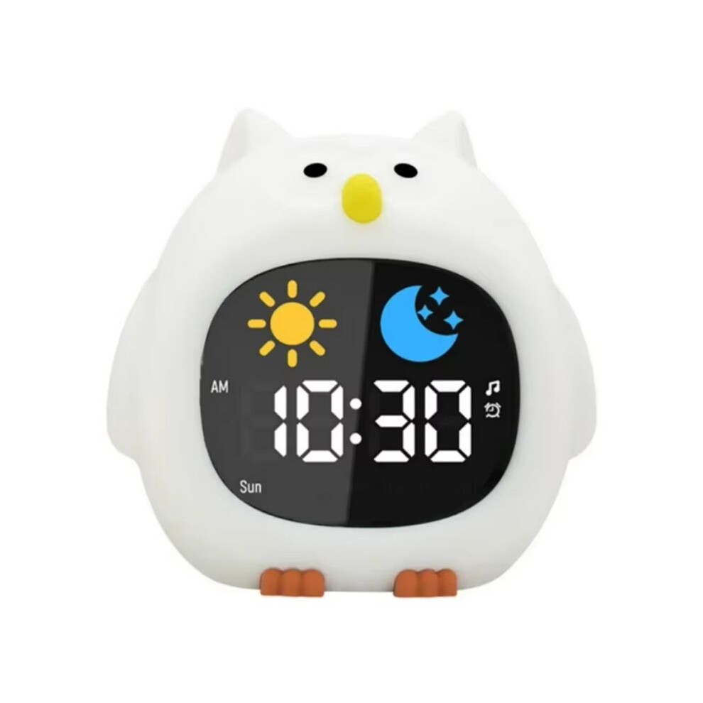 Alarm Clock For Kids Owl-Shape Toddler Sleep Training Clock Cute Touch Night For Children Bedroom Light Semoic