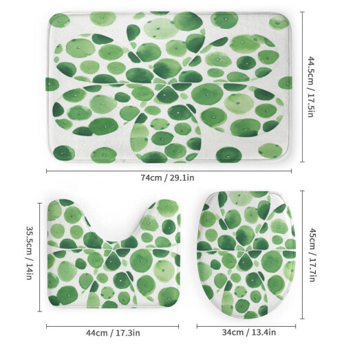 Σετ κουρτινών μπάνιου 4 τεμαχίων Polka Dots Shamrock με αντιολισθητικό χαλί, κάλυμμα 2