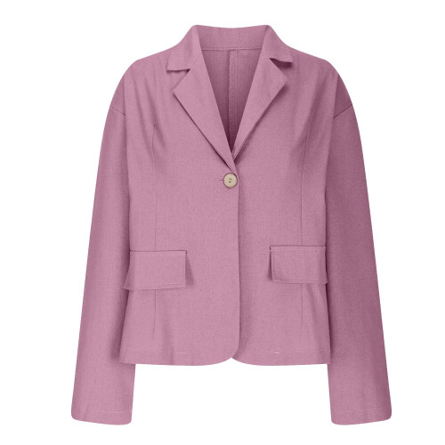 Damen-Leinenblazer, leichte Freizeitjacke, Rot, Größe S 2