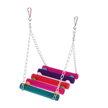 Hanging Toy Bird Swing Playground For Birds Wooden Swing Bird Perch Stand Educational Swing Colorful Design Easy Install Sturdy And Durable