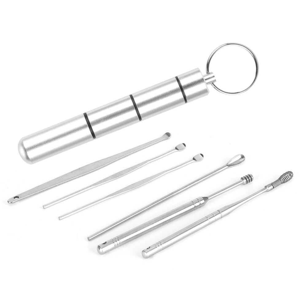Ear Cleaning Tool Ear Wax Removal Kit Ear Cleaner Stainless Steel Ear Pick Earm Wax Removal With Keychain Storage Case And Rotating Spoon Tip Ear