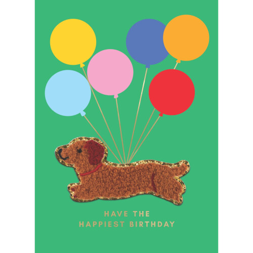 Decopatch Happiest Birthday Card Includes Removable Sausage Dog Patch