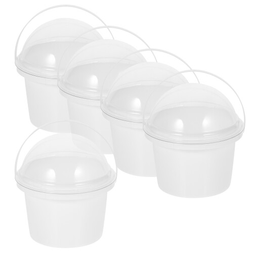 15Pcs Small Clear Plastic Buckets with Lid Handle for Food Storage 1