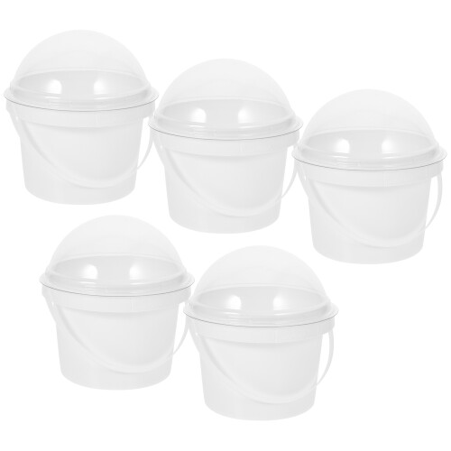 15Pcs Small Clear Plastic Buckets with Lid Handle for Food Storage 2