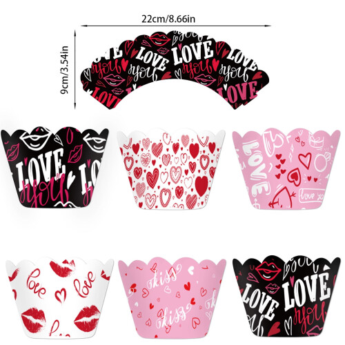 Valentine's Cupcake Liners Heart-Shaped 12 Pack 2