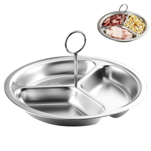 Stainless Steel Steamer Basket 3-Cavity with Handle 2