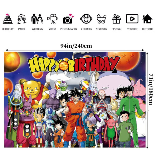 Σκηνικό Γενεθλίων με Κινούμενα Σχέδια Dragon Ball για Φωτογραφία, Είδη Παιδικού Πάρτι, 1