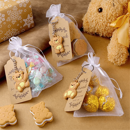 20 τεμάχια αναμνηστικά δώρα για baby shower με αρκουδάκι, μπρελόκ, τσάντα από οργάντζα, 2