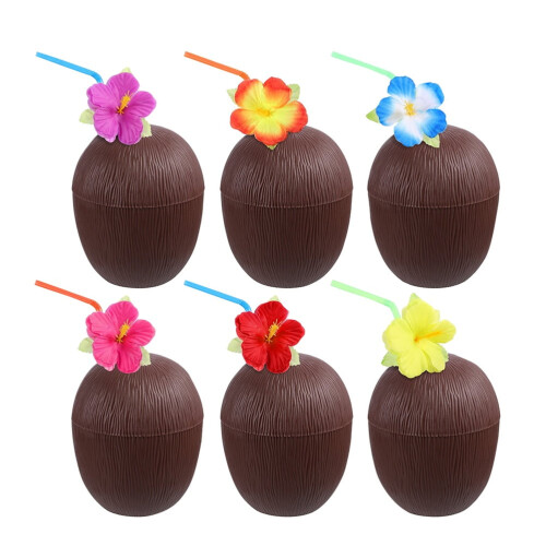 FRCOLOR 6 Pcs Coconut Drink Cup Pink Custom Plastic Cups Drinking 2
