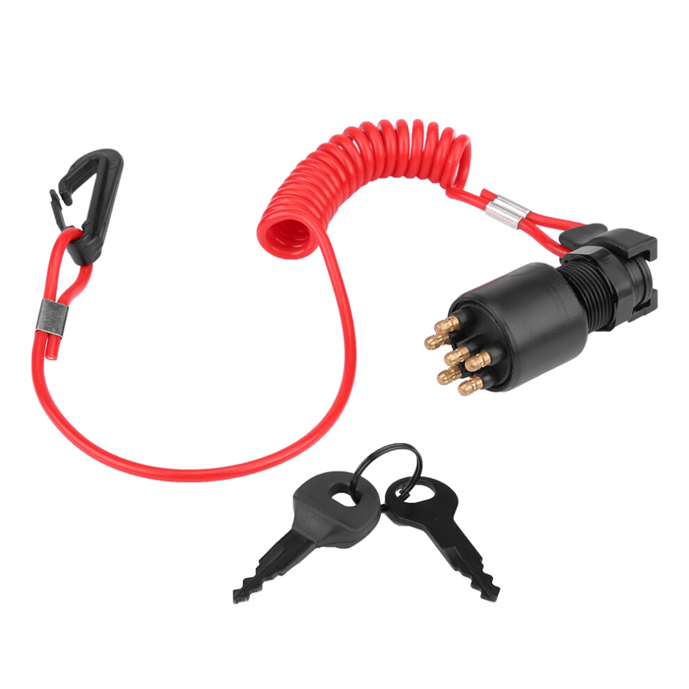 Ignition And Safety Lanyard Assembly Replacement For Omc Johnson Evinrude Motor Boat Key Switch Marine Key Switch Outboard Motor Ignition Switch High 9448483308083