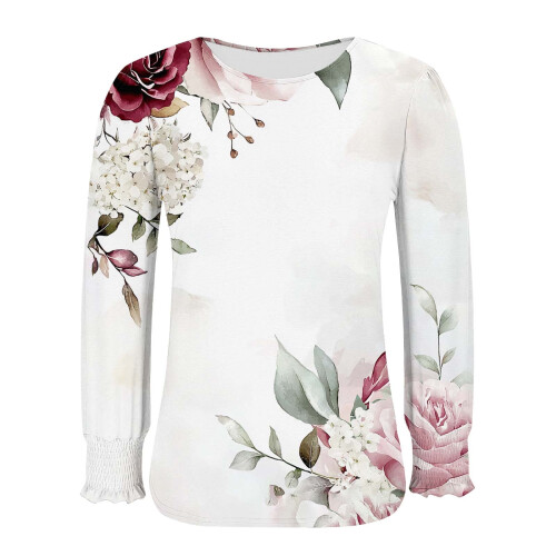 Damebluse med langermet stoff og smock 2