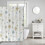 White waterproof plastic shower curtain with fish and blue 2
