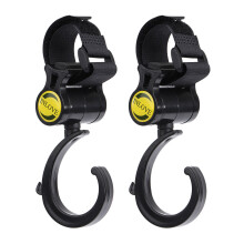 Durable Material Stroller Hook for Multi Purpose Use, 360Degree Rotation Hooks with Adjustable Velcro Closure for Baby Stroller and Grocery Shopping