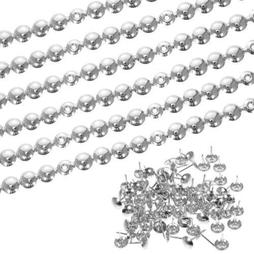 NICEXMAS - Conjunto de 6 Tachas Decorativas de Ferro para Estofamento - Prata - 39,30 x 0,43 x 0,16 polegadas 2