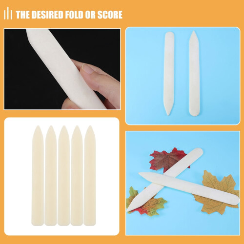 HEMOTON Plastic Bone Folder Tool for DIY Crafts Beige Ergonomic Handle Multifunctional 10pcs Set 2