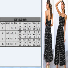 Macacão feminino casual com calça comprida, de verão, sem costas, sem mangas, solto, com estampa de bolinhas, justo ao corpo, para festas.