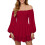 Women's Off-Shoulder Chiffon Dress Red S 2