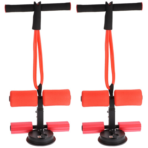 2Pcs Red Sit-Up Aid Adjustable Spring Exerciser Muscle Training Tool 1