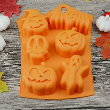 2 Halloween-Silikonformen mit Kürbis-, Skelett-, Fledermaus- und Geistermotiven – Kuchenform, Cupcake-Form, Schokoladenform –