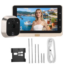 Wireless Doorbell Camera With Digital Peephole Viewer Features720P HD Camera PIR Motion Detection OLCD Screen And Automatic Storage Coverage For
