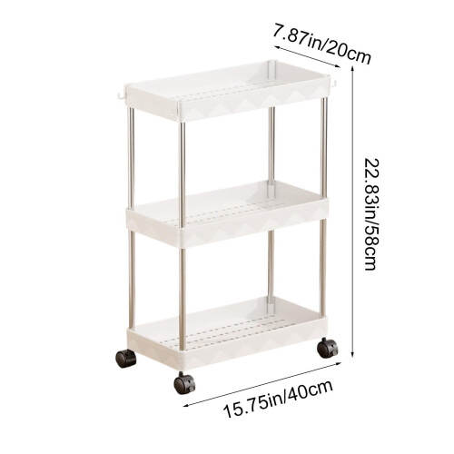 3-Tier Storage Cart with Removable Shelves and Wheels 2