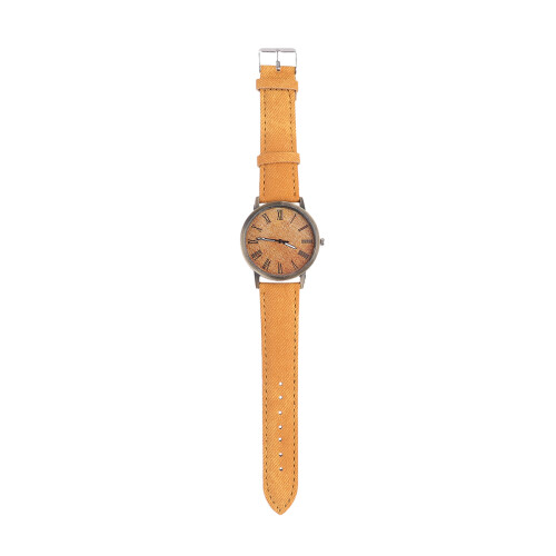 3Pcs Elegant Orange Canvas Wrist Watch Quartz Silent Precise Movement 1