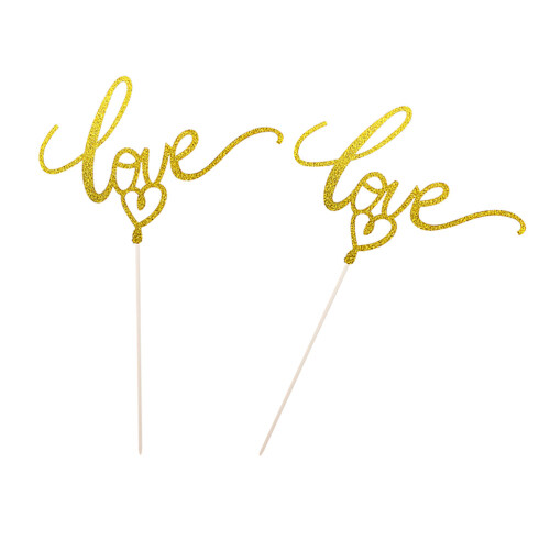 20Pièces Cake Toppers Dorés Lettres Love Décoration 1