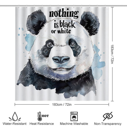 Σετ κουρτινών μπάνιου Panda 4 τεμαχίων με αντιολισθητικό χαλί, κάλυμμα καπακιού 1