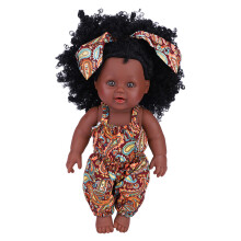 Bambole realistiche con capelli ricci e corpo morbido, bambola afroamericana nera, set di bambole educative, la migliore compagna per giochi di ruolo.
