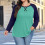 Damen Langarm-Raglan-Top, einfarbig, Rundhalsausschnitt, locker geschnitten 2