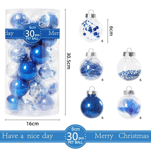 Christmas Tree Ornaments Blue Plastic Balls 30 pcs 1
