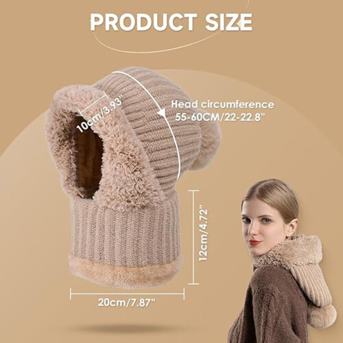 Ensemble bonnet, écharpe et masque d'hiver tricotés 3 en 1 2