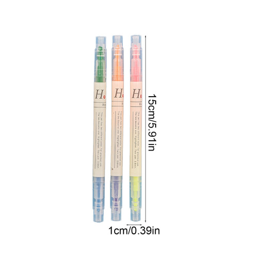 Kunststoff-Textmarker mit Doppelspitze, 6-farbig, 3er-Pack, schräge Farbmarker, Doppelspitze, 5 ml 2