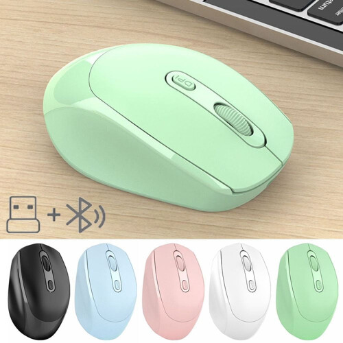 Mouse Bluetooth reîncărcabil 2.4G + Bluetooth Mouse wireless pentru computer - Negru 1