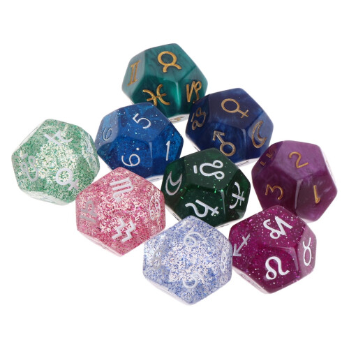 3pcs Multicolor 12 Sided Resin Dice Astrology Tarots Constellation Divination 2