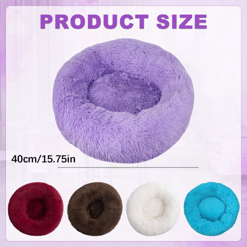 Plush Round Pet Bed Soft Washable Nest for Small to Medium 2