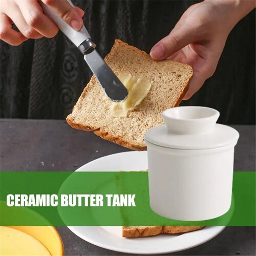 Ceramic Butter Dish 350ml Butter Storage Container Cylindrical Cheese Box Kitchen Accessories 2