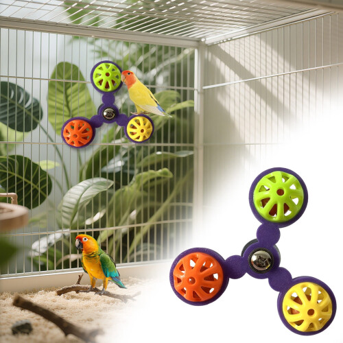 Interactive Parrots Toy Chewable Bells With Rotating Windmill for Mental 1