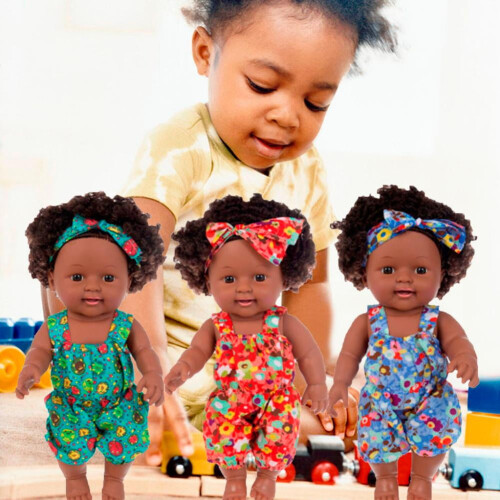 Black Baby Doll Realistic Soft Toy 30 cm 2