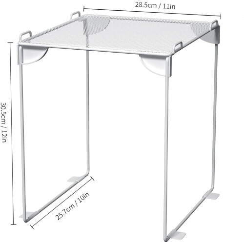 Neudeco Pack 2 Mesh Locker Shelf – Stackable, Collapsible, Metal Mesh, Fits Standard Lockers, for School/Work/Kitchen/Bathroom (White) 1