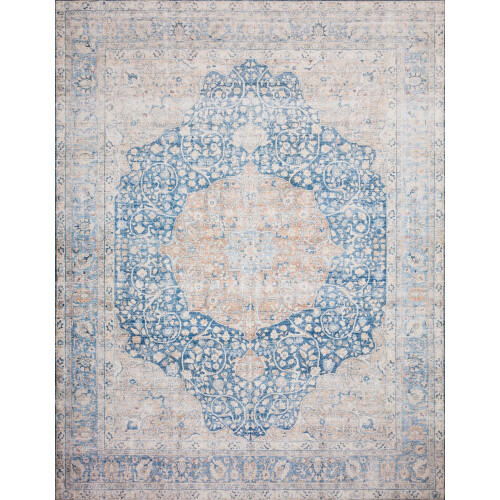 Layla Oriental Area Rug Blue Tangerine Distressed 1